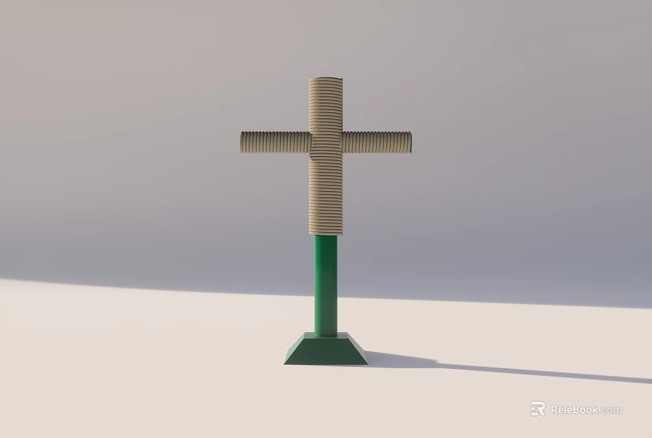 Cross Shaped Sports Training Equipment With Green Base And Wrapped Structure Design 3d model 