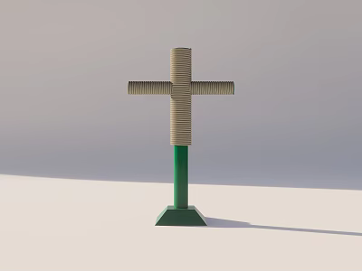 Cross Shaped Sports Training Equipment With Green Base And Wrapped Structure Design 3d model