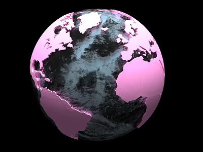 Modern Decorative Globe Ornament Set With Pink And Black Design On Black Background 3d model