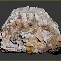Raw Natural Stone with White Orange Layered Texture and Mineral Specimen Features 3d model