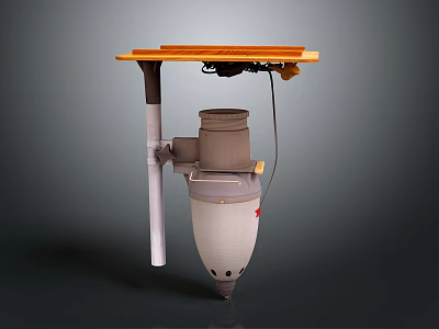 Industrial Device With Orange Top Platform And Cylindrical Main Body Including Electric Wire 3d model