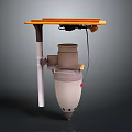 Industrial Device With Orange Top Platform And Cylindrical Main Body Including Electric Wire
