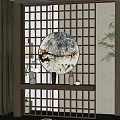 New Chinese-style partition porch partition 3d model