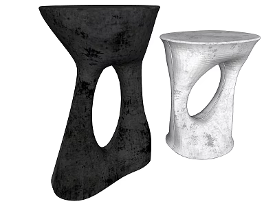 Modern Black And White Side Tables With Unique Hollow Sculptural Design 3d model
