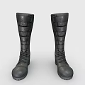 Black Tall Boots with Strap Design Thick Sole and Durable Leather Material 3d model