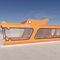 Modern Orange Citizen Service Station With Glass Windows And Contemporary Design