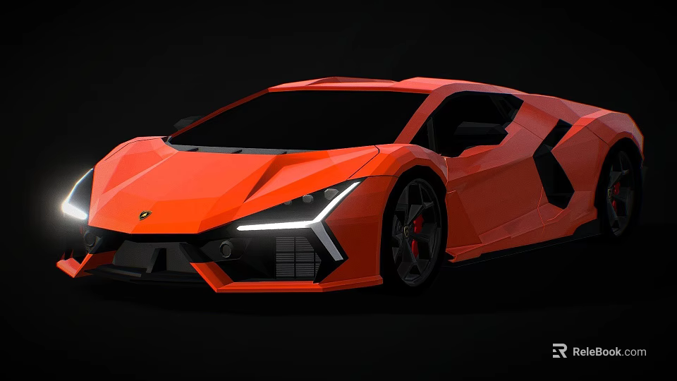 Orange Sports Car With Sleek Exterior Design LED Headlights And Black Alloy Wheels 3d model 