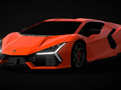 Orange Sports Car With Sleek Exterior Design LED Headlights And Black Alloy Wheels 3d model