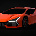 Orange Sports Car With Sleek Exterior Design LED Headlights And Black Alloy Wheels