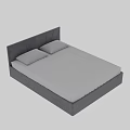 Double Bed With Gray Upholstered Headboard White Mattress And Two White Pillows