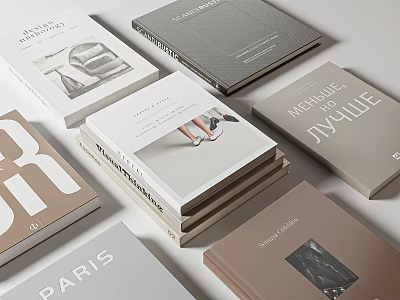 Modern Designed Books And Magazines With Minimalist Covers And Stacked Arrangement 3d model