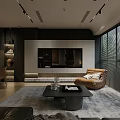 Modern Dark Style Open Plan Living And Dining Room Interior Design With Comfortable Elegant Furnishings