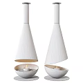 Modern Black Cone Shaped Decorative Torches With Flames And Contemporary Design