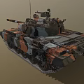 Military Tank With Camouflage Paint Number 215 Gun Barrel And Tracks