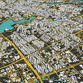 Aerial Urban Planning View With City Layout Road Network Water Bodies And Green Spaces