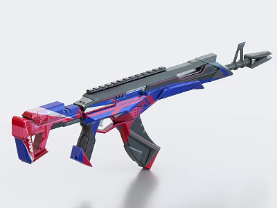 Futuristic Red Blue Black Rifle With Sleek Modern Tactical Design And Stylish Appearance 3d model