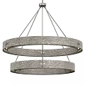 Modern Two Tiered Circular Chandelier With Textured Metallic Frame Design 3d model