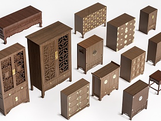 Chinese Style Locker Vintage Cabinet Traditional Cabinet 3d model