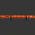 Orange Folding Ladder With Black Support Legs And Metal Rungs