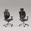 Modern Ergonomic Office Chair With Mesh Backrest Adjustable Headrest And Wheels 3d model