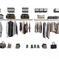 Stylish Hanging Clothes Display With Bags Shoes Storage Boxes And Shelves
