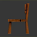 Rustic Wooden Leisure Chair With Slatted Design And Warm Reddish Wood Grain