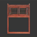 Red Two Tier Storage Cabinet With Grid Doors And Open Lower Shelf