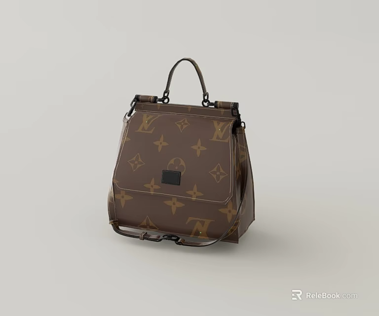 Stylish Brown Backpack With Classic Pattern Top Handle And Shoulder Straps 3d model 