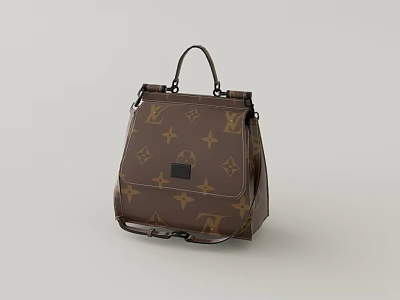 Stylish Brown Backpack With Classic Pattern Top Handle And Shoulder Straps 3d model