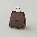 Stylish Brown Backpack With Classic Pattern Top Handle And Shoulder Straps