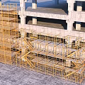 Building Construction Scaffolding Structure With Metal Frames And Working Platforms 3d model