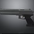 Futuristic Modern Pistol Design With Metallic Body Grip And Blue