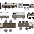 Modern Dining Table Sets With Marble Counter Wooden Tops And Matching Chairs