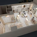 Modern Clothing Store Interior with Lingerie Displays Mannequins and Hanging Clothes