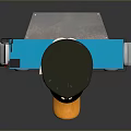 Cartoon Bird Wearing Police Cap And Tie Holding Blue Tablet With Blank Screen