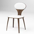 Modern Leisure Chair With Wooden Frame White Padded Seat And Curved Backrest Design