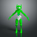 Green Mechanical Robot Character 3D Model Design With White Accents And Shiny Surface