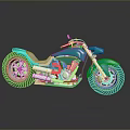 Turquoise Cruiser Motorcycle With Silver Engine Chrome Details And Reflective Surface
