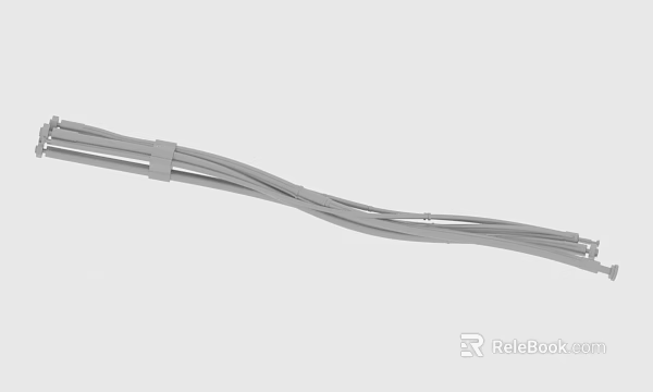 Multiple Gray Cables Secured With Cable Ties In Twisted Arrangement 3d model 