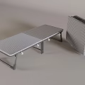 Foldable Single Bed With Metal Frame And Checkered Mattress For Portable Use 3d model