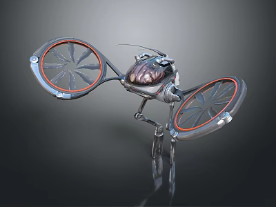 Futuristic Flying Vehicle Design With Large Wheels And Metallic Cockpit 3d model