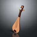 Traditional Wooden Chinese Pipa Musical Instrument with Strings Classic Design and Reflective Surface