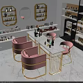 Modern Beauty Salon Interior With Pink Chairs White Table And Beauty Products
