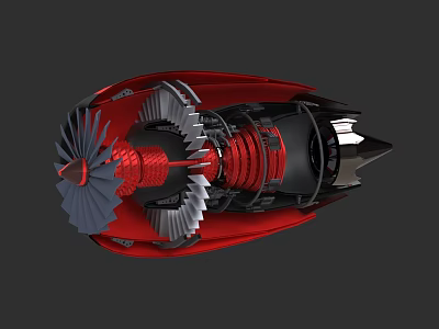 Fighter Jet Engine Detailed Internal Structure With Turbine Blades And Fan 3d model