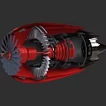 Fighter Jet Engine Detailed Internal Structure With Turbine Blades And Fan
