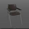 Modern Sleek Leather Upholstered Chair With Chrome Metal Frame And Armrests