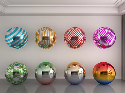 Colorful Decorative Spheres With Various Patterns For Modern Wall Design 3d model