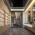 Luxurious Locker Hall Interior With Crystal Chandelier Wooden Lockers Central Table And Flower Vase