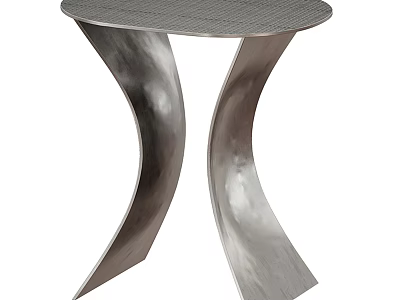 Modern Metallic Side Table With Curved Legs And Textured Round Top 3d model