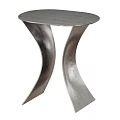 Modern Metallic Side Table With Curved Legs And Textured Round Top